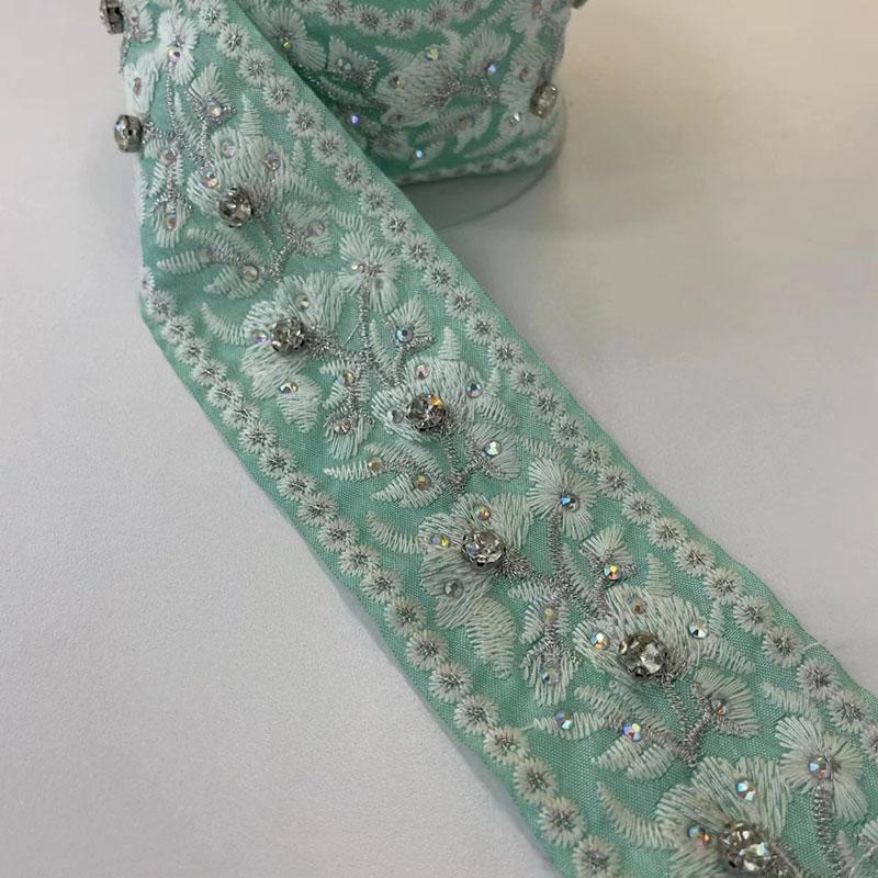 3 Yards Sequin Lace Trim Ethnic Style 5cm Width Lace Fabric Embroidery Ribbons For DIY Garments Dress Headdress Sewing Crafts