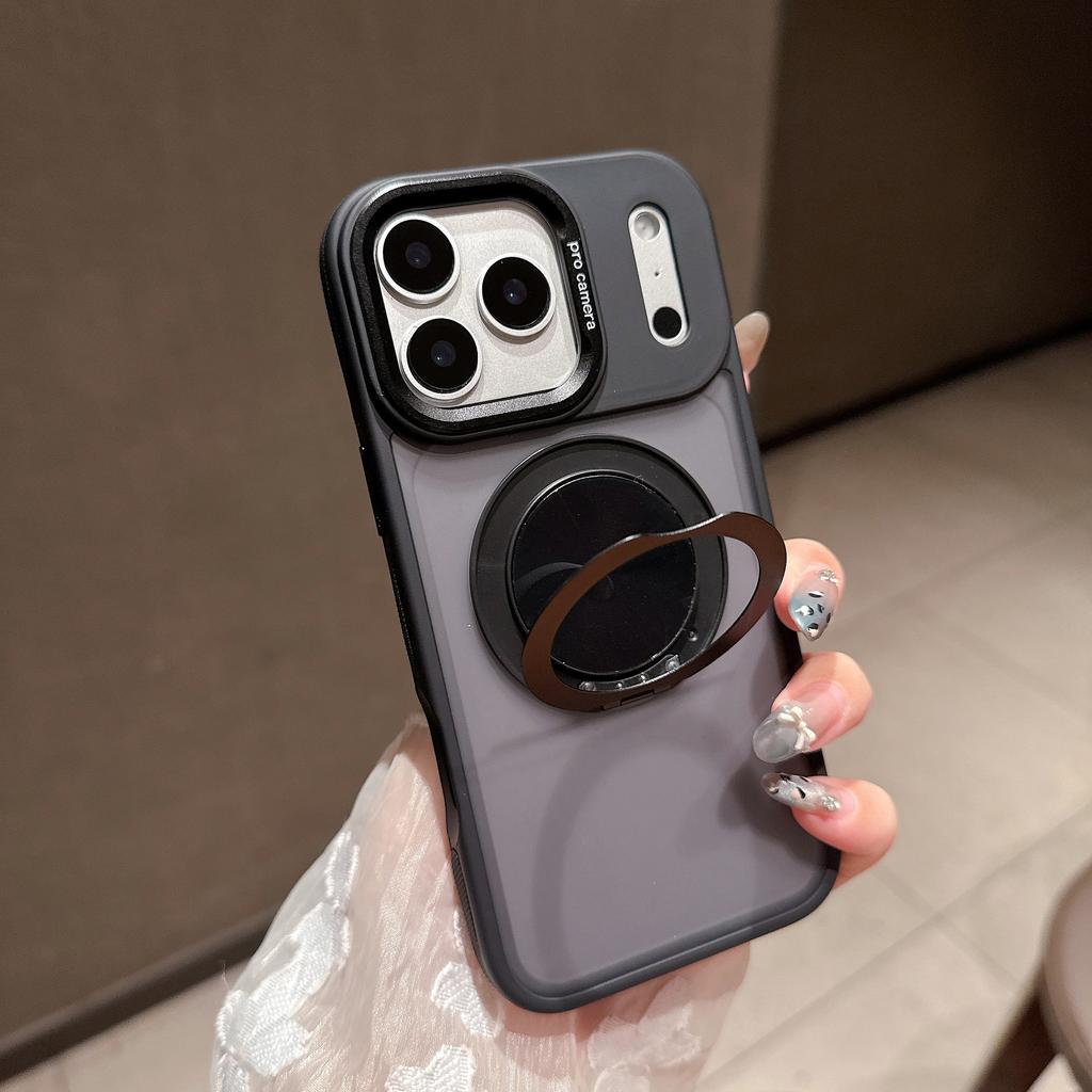 For iPhone 17 Pro Max Case Compatible with MagSafe Rotating Kickstand Skin Touch PC TPU Phone Cover