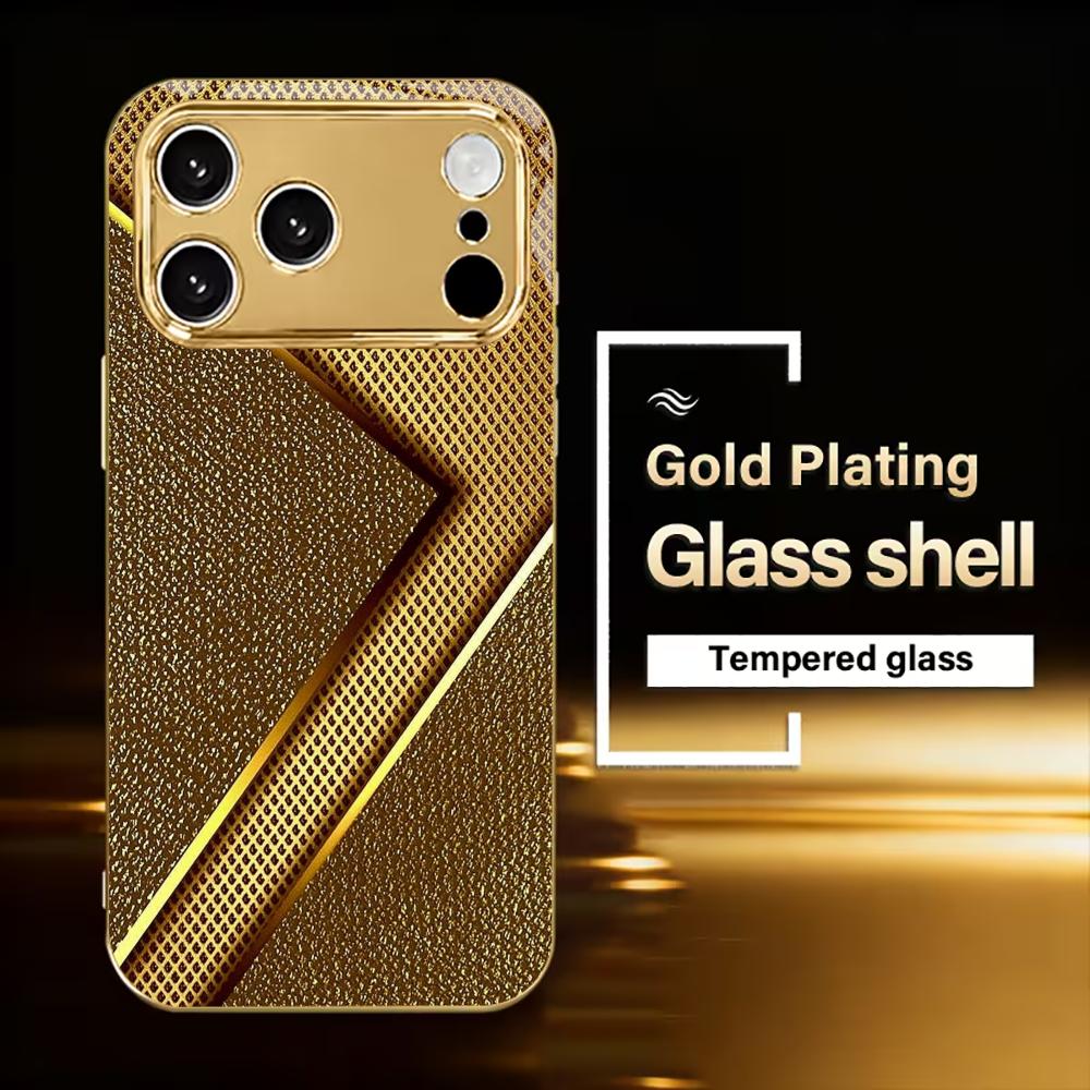 Exquisite Luxurious High-end Phone Case Electroplated Glass PhoneCase for iPhone 17 16 15 14 13 12 11pm Pro Plus Dropresistant