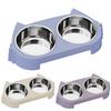 Dog Bowl Stand Anti-Slip Detachable Food Holder Station Dog Bowl Holding with Double Stainless Steel Dish for Home Living Room