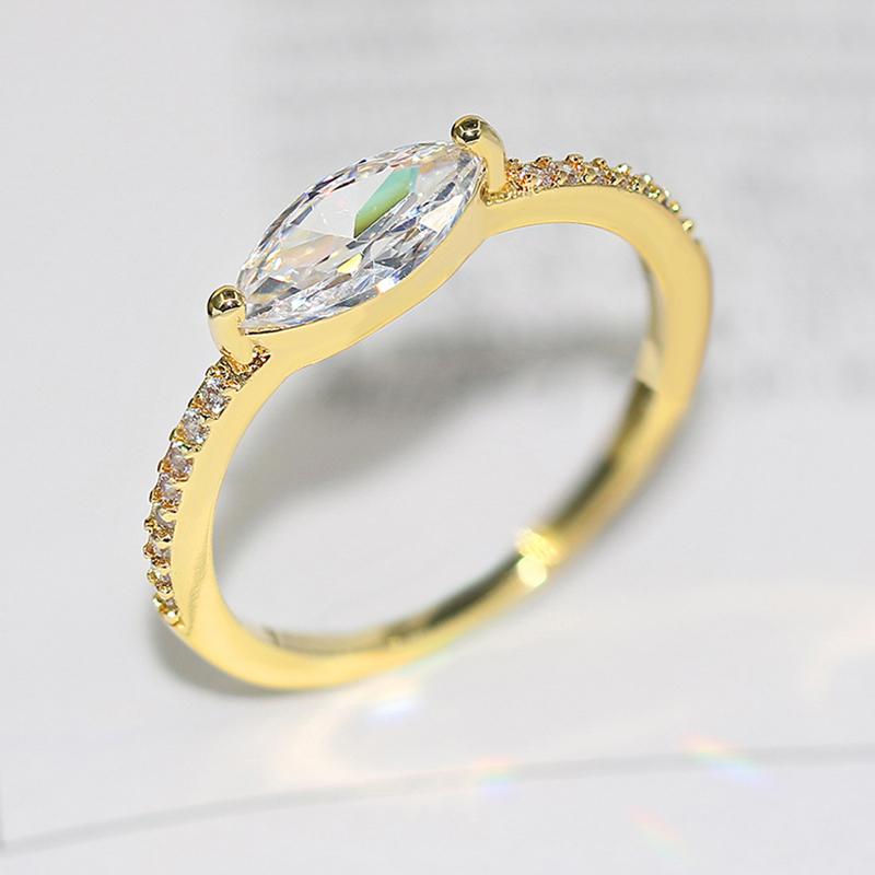 Wedding Rings For Women Simple Elegant Oval Zircon Light Gold Color Party Finger Ring Gift Fashion Jewelry R870