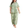 Plus Size Polka Dot Print Loose Shirt & Straight Casual Pants Set