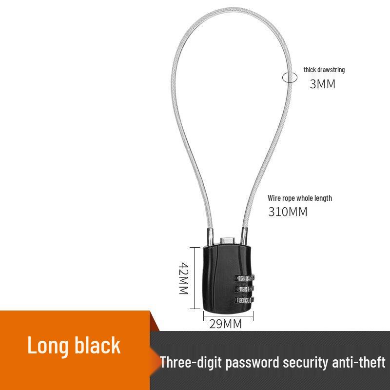 Waterproof Rustproof Steel Wire Padlock for Suitcases, Bikes, Cabinets, and Dormitories