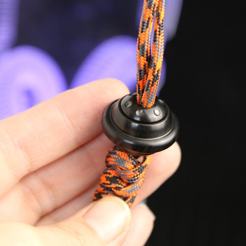 Black UFO Shape Knife Drop Fingertip Gyro Pendant Adult Fidget Toy Paracord Rope Decompression Toy Edc Stainless Steel Accessory