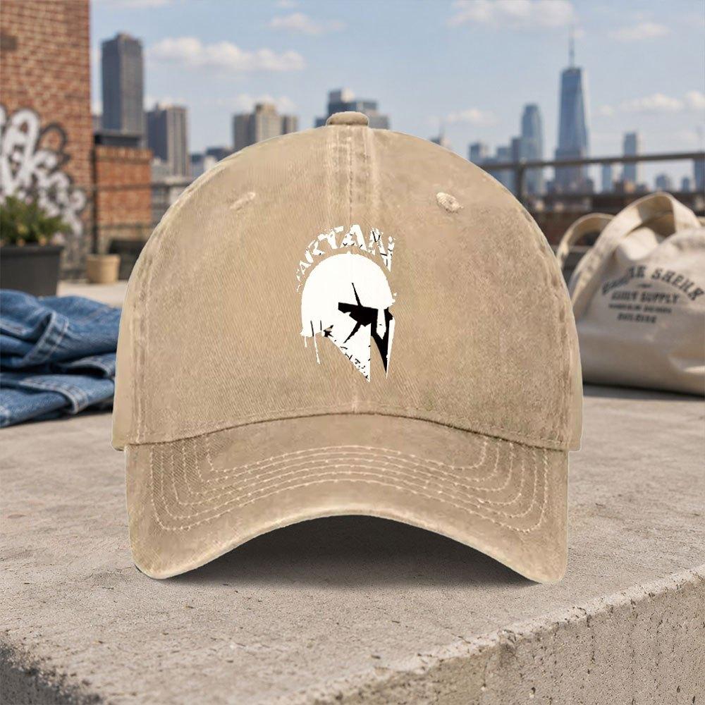 Spartan Warrior Retro Washed Baseball Cap Unisex Duckbill Hat Casual Street Style Fashion Accessory