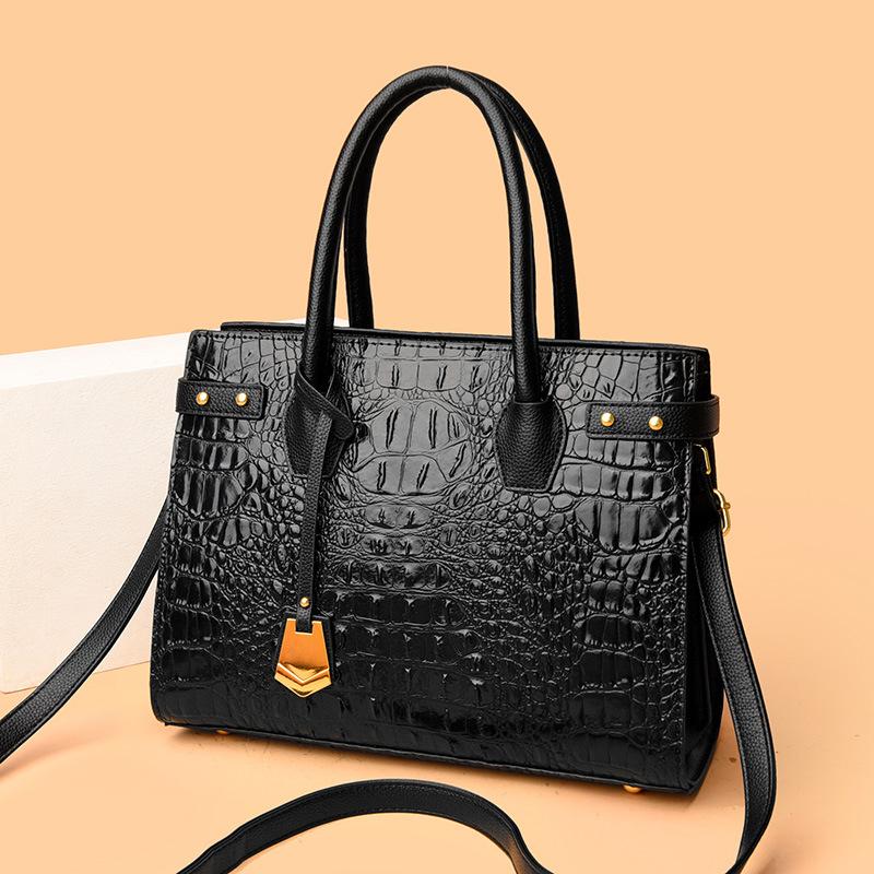 New Fashion Style of Women's Annual Bag for Four Seasons Crocodile Pattern Large Capacity Middle-aged Mother Bag Hand-held Shoulder Slant Straddle