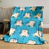 Repeating Pattern of a Relaxed Cartoon Character with a Turquoise Background. for All Seasons Blanket Lunch Break Throw Gift