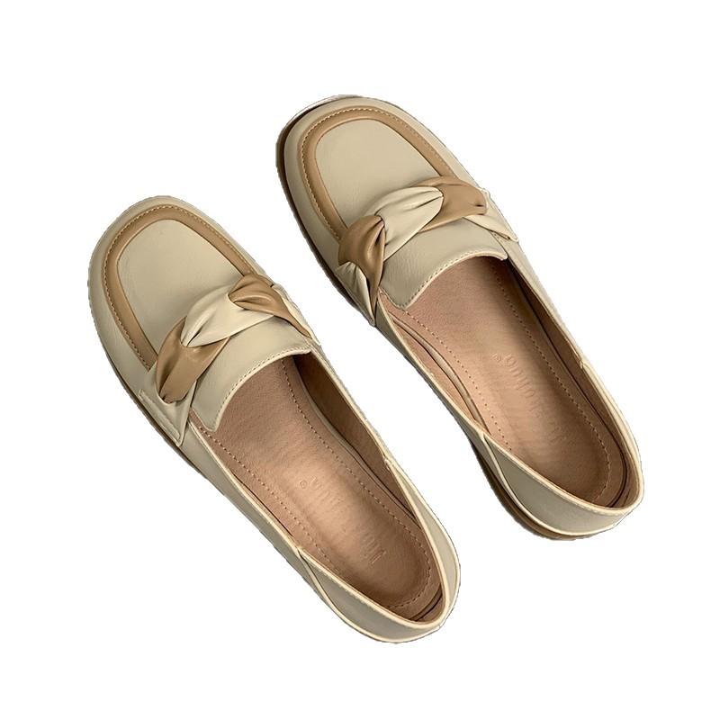 Loafers 2025 spring and summer new flat-soled single shoes British style small leather shoes women's one-pedal retro Doudou shoes
