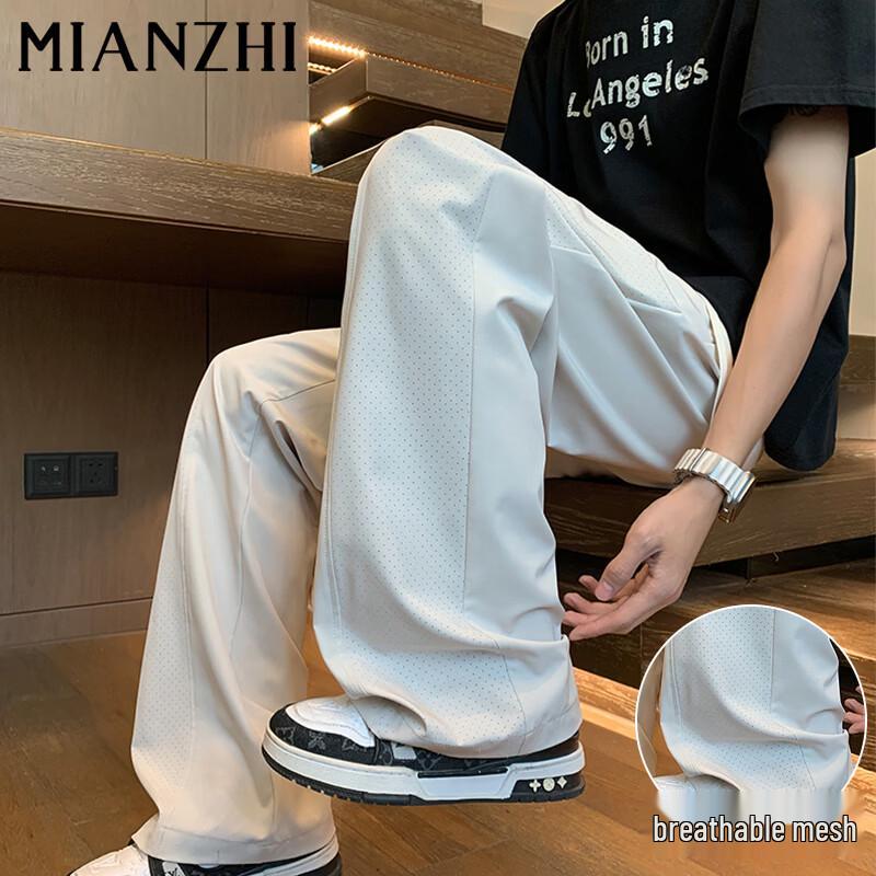 

Men s Summer Ice Silk Breathable Mesh Loose Straight-Leg Casual Pants L