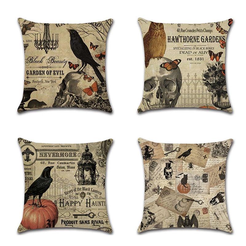 Happy Halloween Pillow Cases Linen Sofa Bedroom Office Cushion Cover Decor Home