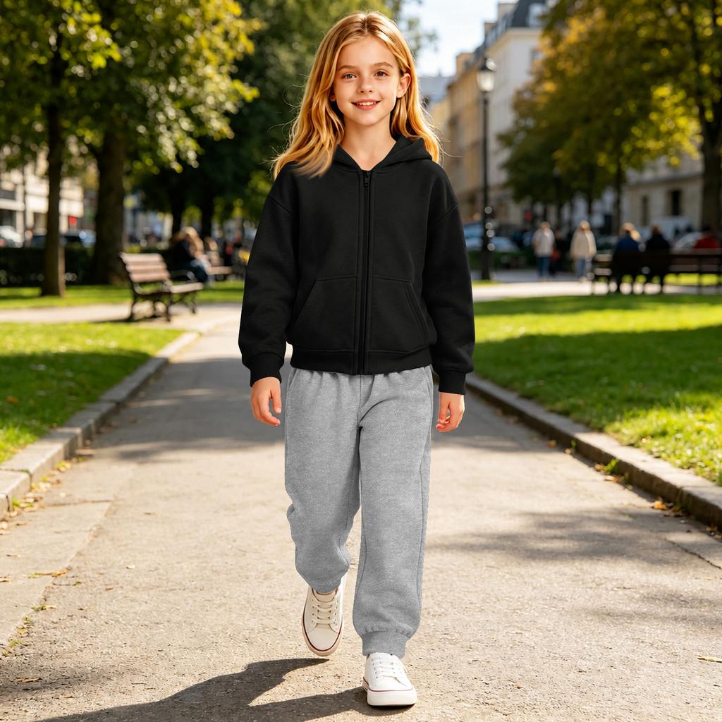 Kinder Unisex Kapuzenpullover und Jogginghosen Set - Lässiges Sport Outfit mit Pullover Sweatshirt und Passender Hose für Jungen Mädchen