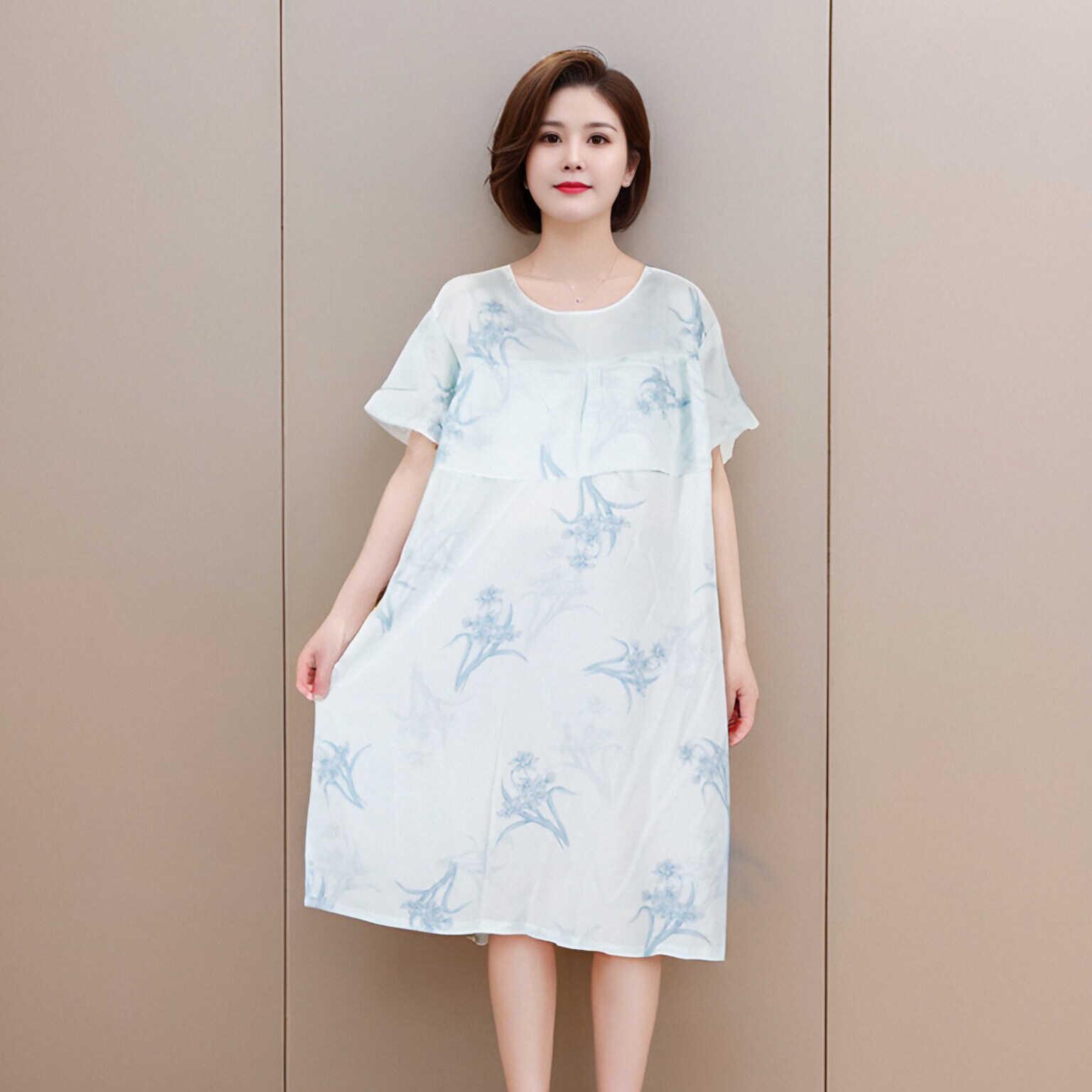 

Платье в горошек с цветочным воланом: Коллекция из 45 предметов - С коротким рукавом, Приталенный, Свободный крой для женщин, Идеально подходит для среднего и пожилого возраста, Летняя одежда. XL