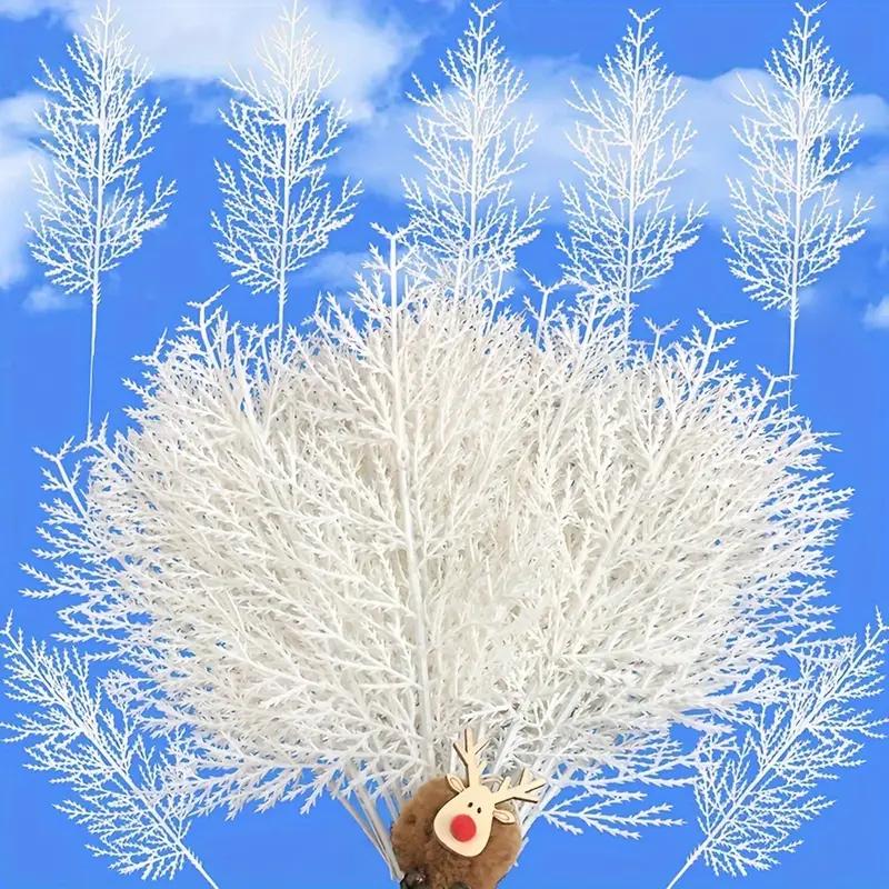 12/24 Stück Künstliche Kiefernzweige Weihnachten Gold Silber Kunstpflanzen Glitzergirlande Weihnachtsbaumschmuck Raumdekoration Pflanze