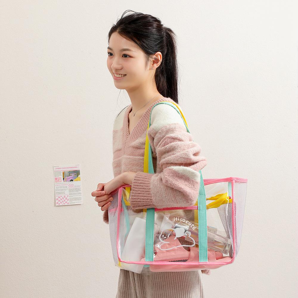 Summer Fashion Tote Bag Large Clear PVC Cartoon Handbag Jelly Transparent Beach Purse for Women Cute Shower Shoulder Bag for Bath