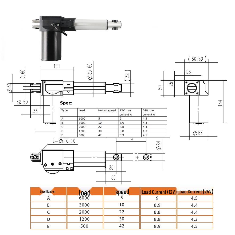 600mm Stroke Electric Linear Actuator, 6000N Load, Bed Lifting, Folding Legs, Remote-Controlled Motor Synchronization