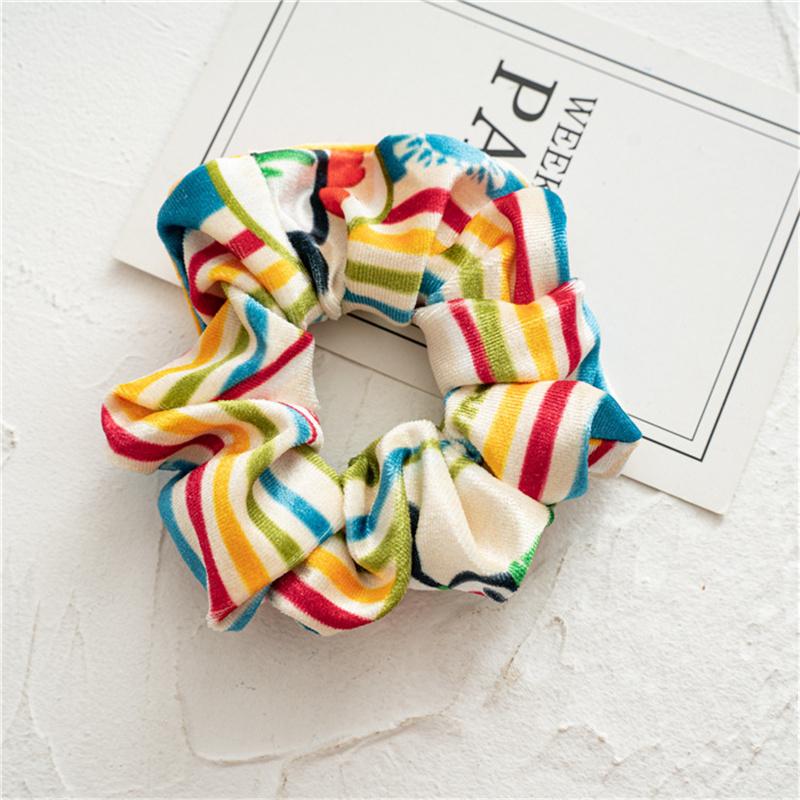 30pcs  Women Hair Scrunchies Christmas Print Corduroy Cloth Hairbands Lady Girls Ponytail Hair Ties Accessories