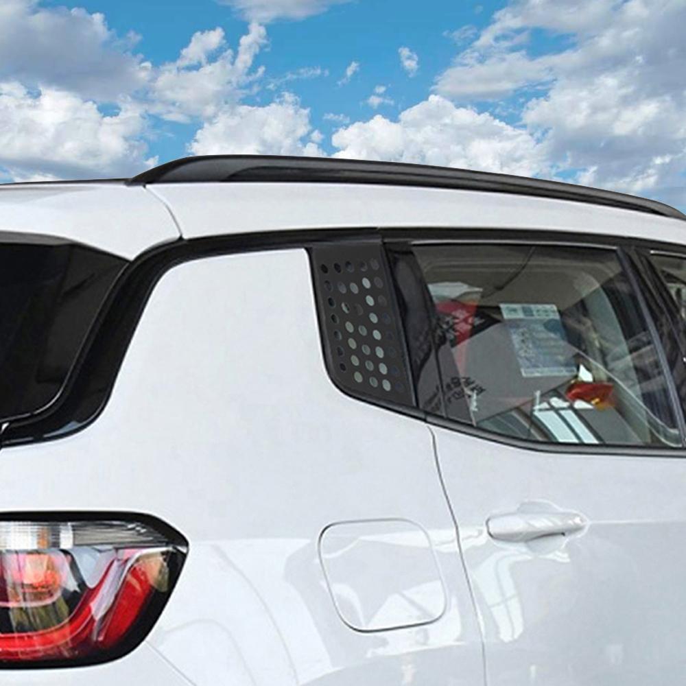 PVC Dekorativní Krycí Samolepky na Trojúhelníkové Sklo Zadních Dveří Auta pro Jeep Compass 4-Dveřový 2017-2026 Vnější Doplňky