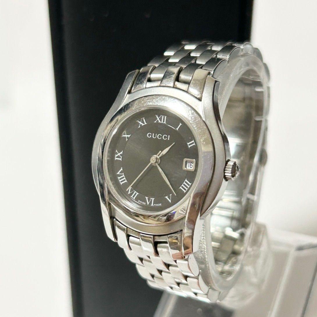 Used GUCCI G-Class 5500L QZ Quartz Black Dial Ladies Watch Silver B5256060V