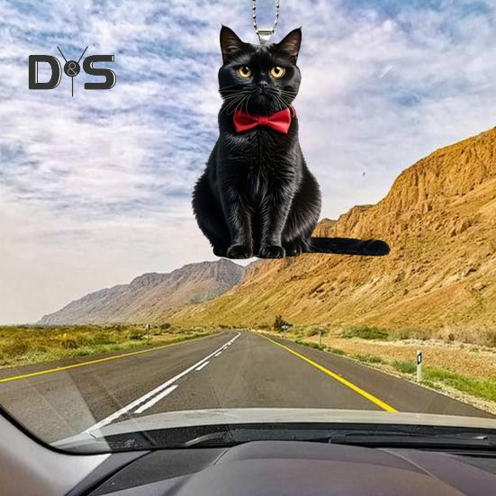 Acrylic Cat Pendant Hanging Decoration with Lanyard Easy To Hang Rearview Mirror Ornament 2D Decorative Car Accessory