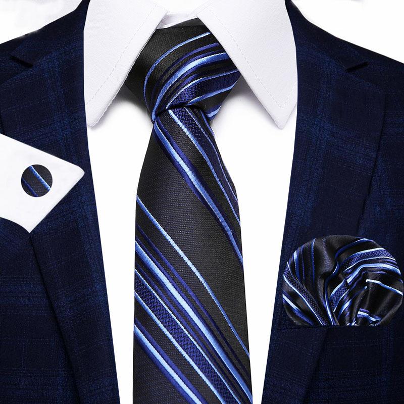 Men'S Business Tie Set, Tie Bow Tie Pocket Towel Cufflinks 3-Piece Set