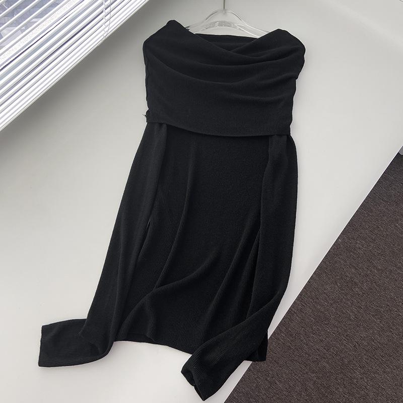 Женский шерстяной трикотажный свитер на одно плечо во французском стиле, облегающий покрой Small