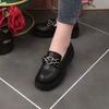 Outdoor Walking Chunky Loafers Women Genuine Cow Leather Platform Shoes Round Toe Metal Chain Slip on Ladies Flats Handmade