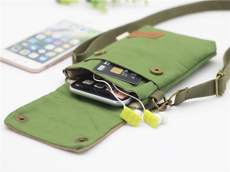 Solid Color Canvas Crossbody Phone Bag - Women's Shoulder Purse