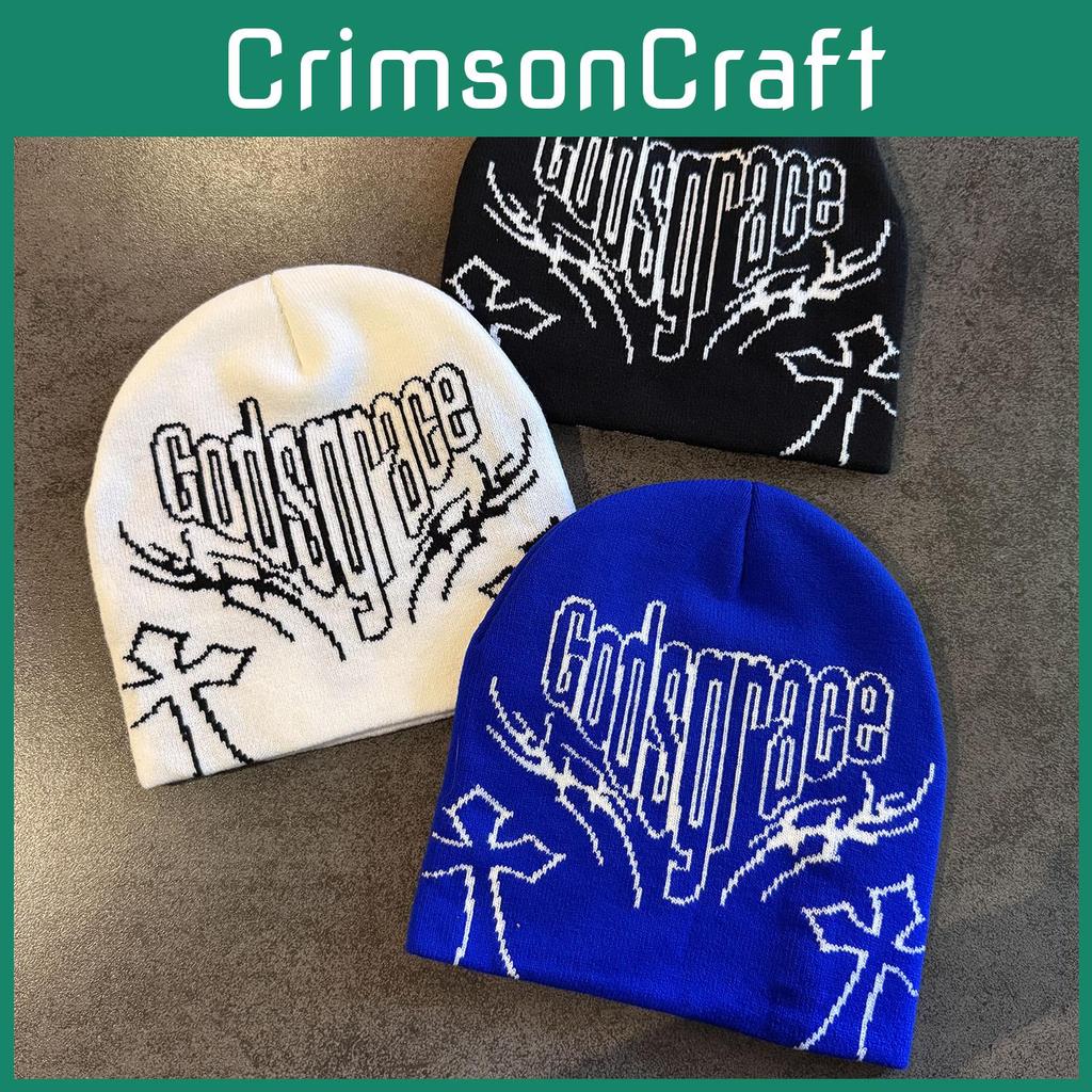 Fashionable Printed Letter Neutral Casual Warm Knitted Hat For Autumn And Winter