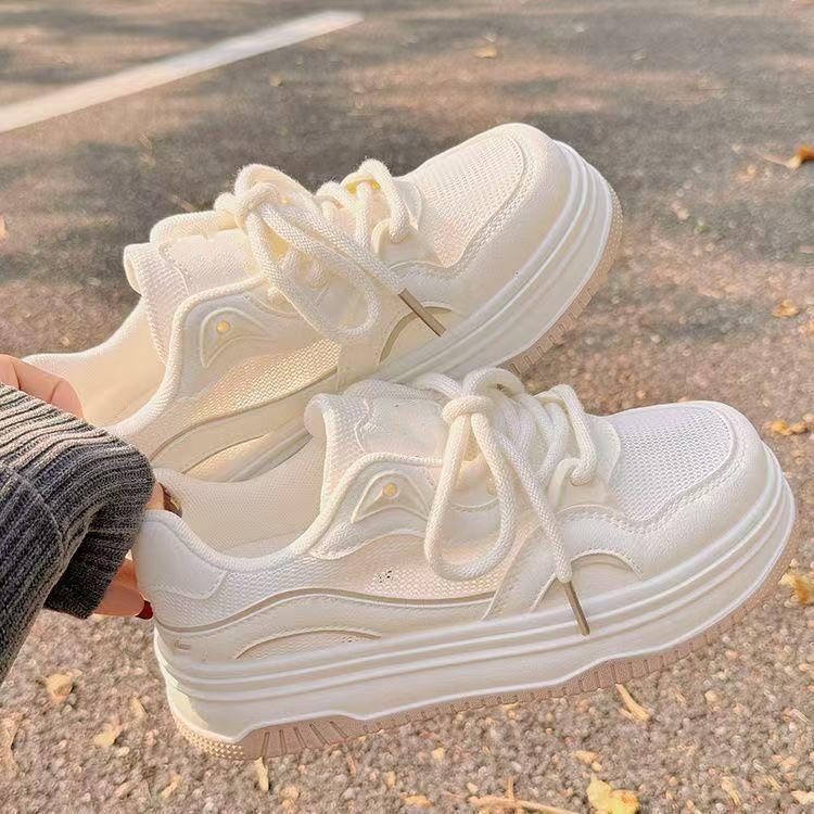 New autumn women's mesh breathable girls mesh shoes versatile chic shoes platform sports board shoes