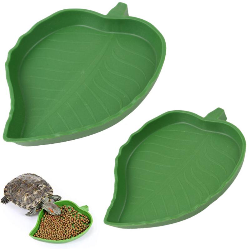 Reptile Leaf Shape Dish Reptile Food Water Bowl Tortoise Habitat Accessories Water Plate For Turtle Lizards Hamsters Snakes 2024