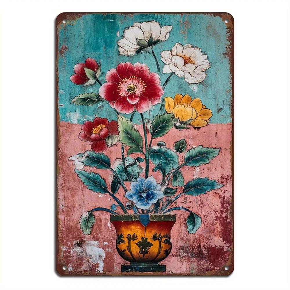 Vintage Metal Sign Live Life In Full Bloom Garden Wall Art Decor 20x30cm