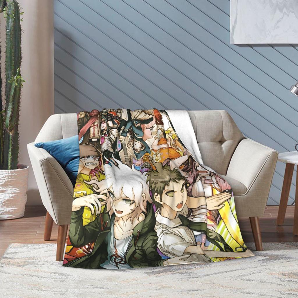 Danganronpa Game Anime Blankets Monokuma Nagito Flannel Novelty Warm Throw Blankets for Bedspread All Season Couch