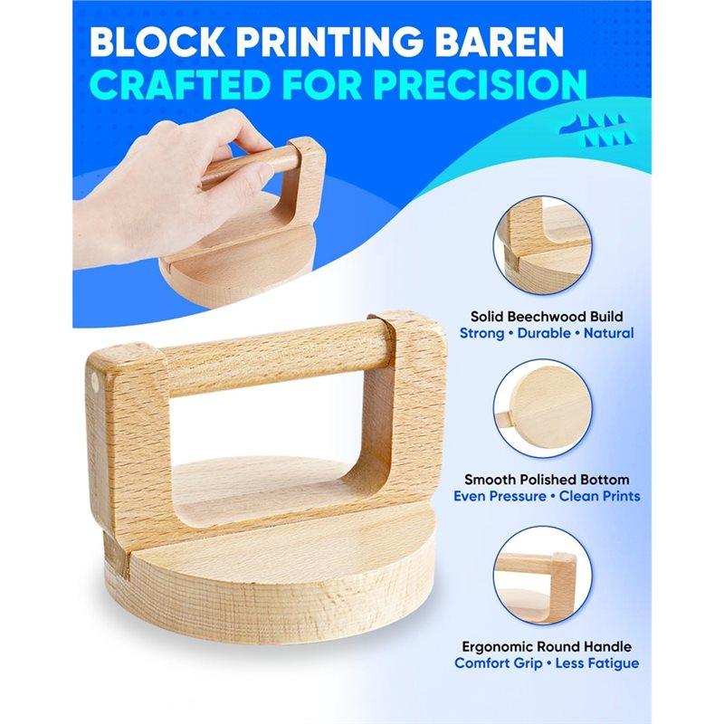 ABBP-1+1 Pack Blockdruck Baren und Gummiwalzen-Set, 4-Zoll-Walzen für den Druck, Einfärben, Bastelprojekte
