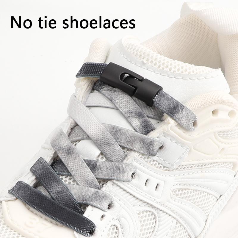 Rainbow Elastic Sneaker Laces Cross Buckle No Tie Shoelaces Adults Kids 8MM Wide Flats Rubber Running Shoelace Shoe Accessories
