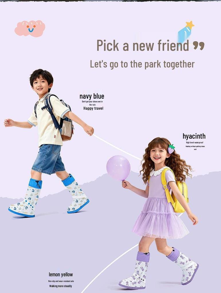 Positive Rain Children's Waterproof High-Top Anti-Slip Silicone Boot Covers