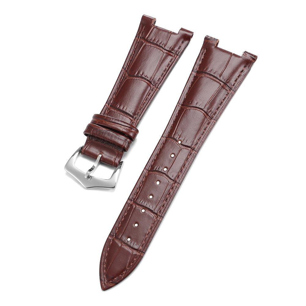 25*13mm Genuine Leather Watch Strap for Patek Philippe Nautilus 5711/5712 Bamboo Pattern Cowhide Watch Band Gold Buckle Bracelet