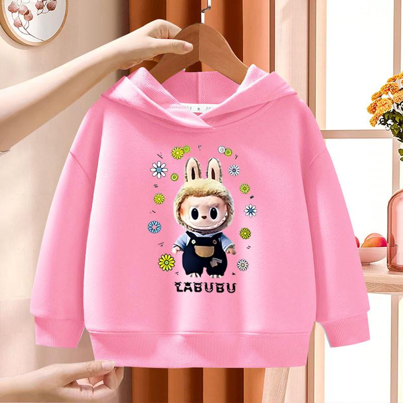 Sudaderas de moda para niños con estampado de patrón Labubu, tops casuales adecuados para niños y niñas