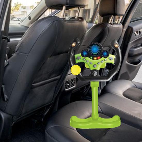 Passenger Seat Steering Wheel Toy with Music Light Kids Car Driving Simulation Wheel Toddlers Pretend Driving Educational Steering Wheel Boys Girls