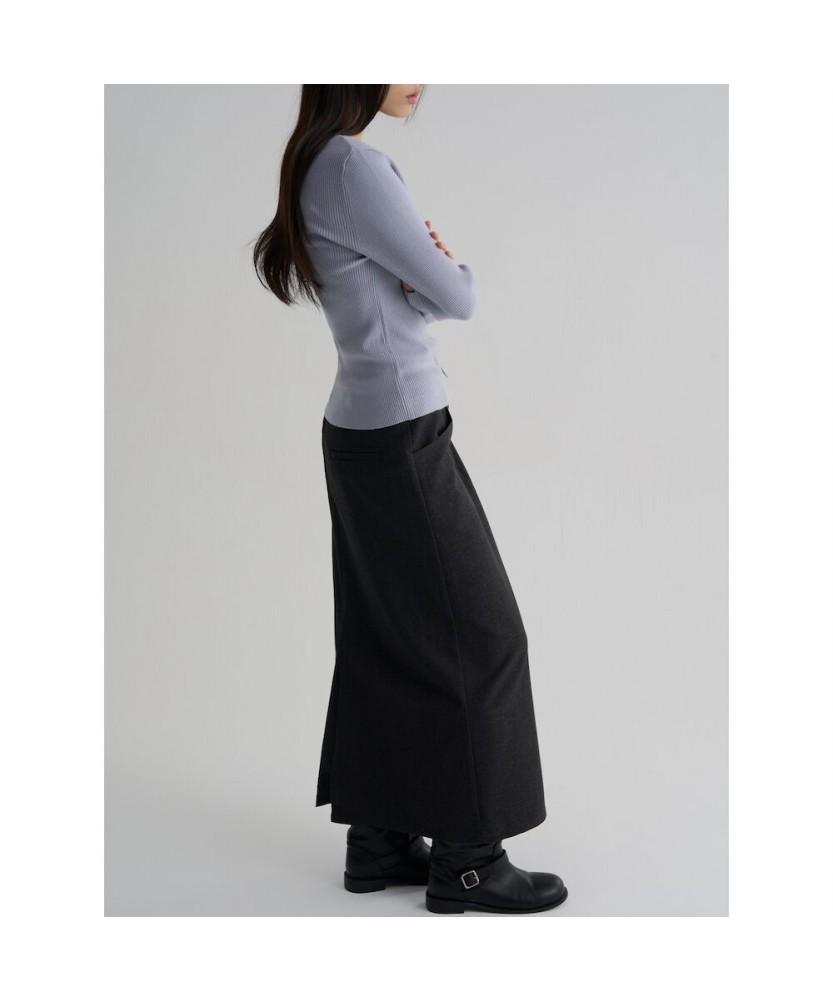 8SECONDS Belted H-Line Long Skirt Ash