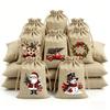5/12Pcs Vintage Christmas Burlap Storage Bag Santa Claus Xmas Candy Hanging Bag  Holiday Treats