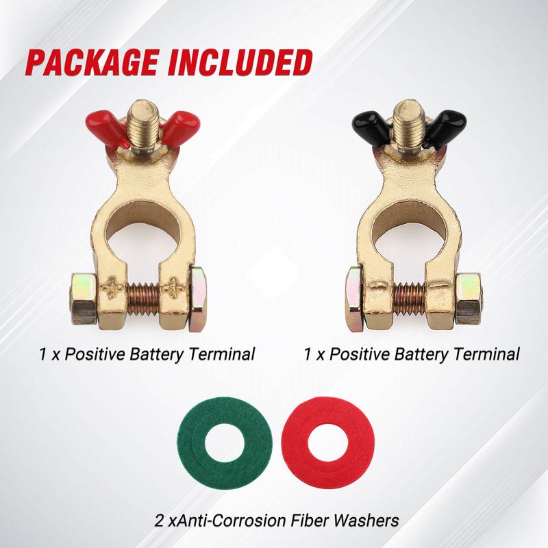 1Pair Car Battery Terminal Connectors Protector Wire Cable Clamp Adjustable Conductive Caps Stud Type Cable Positive Negative