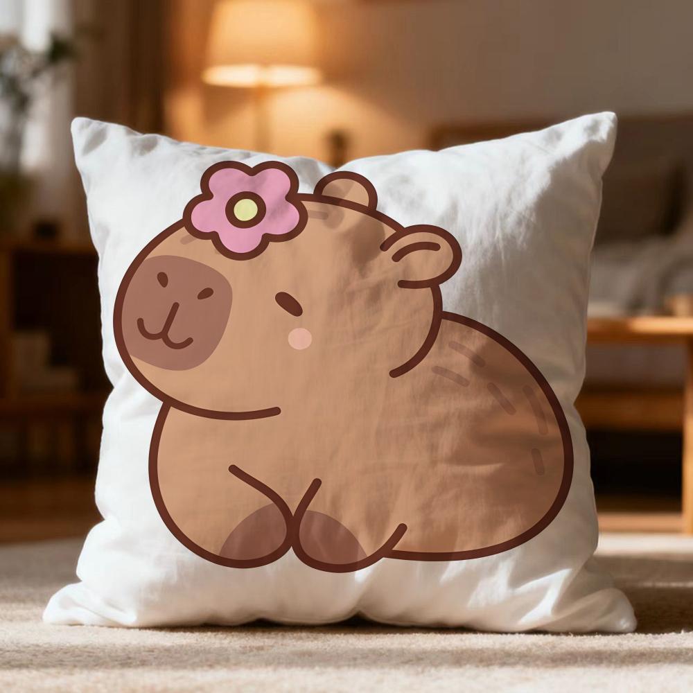 Hot Capybara Cushion Cover Soft Washable Pillow Case Multi-Scene For Couch Bed Travel Office Use