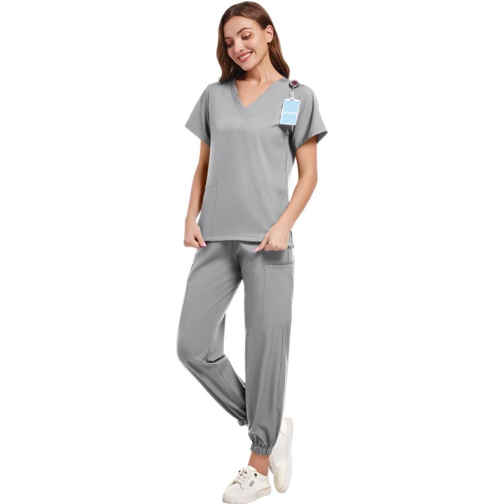 Women's V-Neck Short Sleeve Handwashing Suit for Medical Professionals