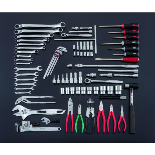 TONE TSXT950SV Tool Set, 9.5mm & 12.7mm (3/8" & 1/2") Drive, Silver, 87 Pieces