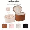 Portable PU Leather Cosmetic Organizer Handbag Soft Lining Removable Divider Makeup Case for Business Trips