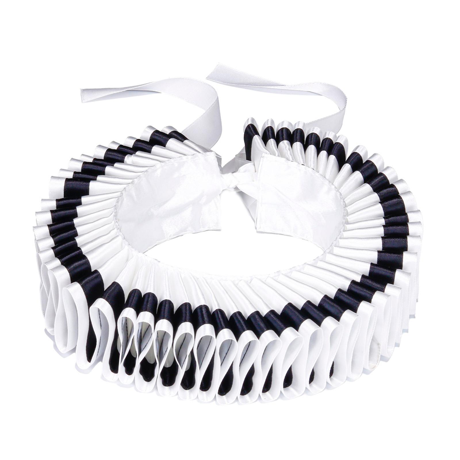 

Стимпанк Викторианский Чокер Клоуна Черная Отделка Жабо на Шею Ложный Воротник и Наручные Манжеты Комплект для Костюма Эпохи Возрождения A