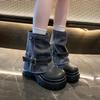 [Fanfna] Thick-soled trouser tube boots women's pile boots 2025 autumn new western cowboy short boots big head Martin boots