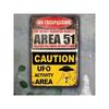 Segnale di Avvertimento UFO Area 51 Poster in Metallo per Parete