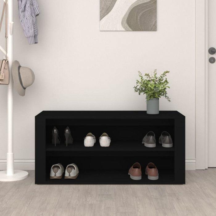 816905 vidaXL Étagère à chaussures Noir 100x35x45 cm Bois d'ingénierie