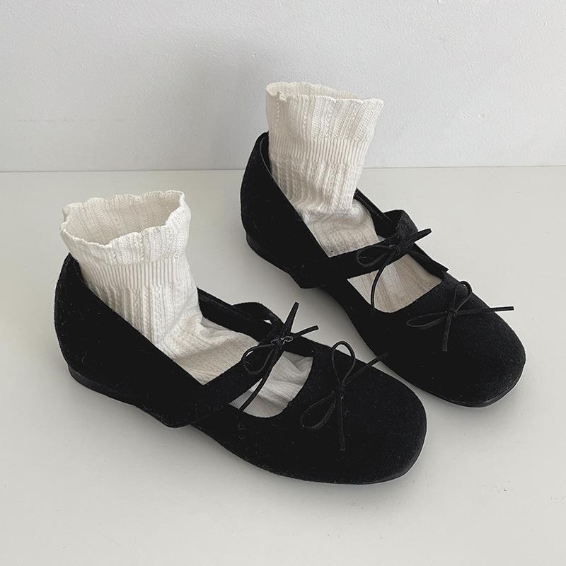 Fashion Retro Round Head Butterfly-knot Women Mary Jane Shoes Ladies Soft Sole Dress Flats Casual Street Style Ballet Shoes